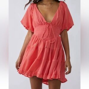 NWOT Free People Perfect Day mini dress in watermelon